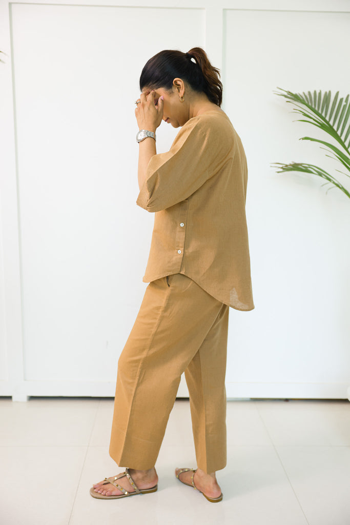 Brown linen shirt | Linen outfit sets