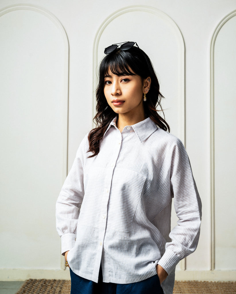 Striped Linen Shirt women | Office linen shirts women