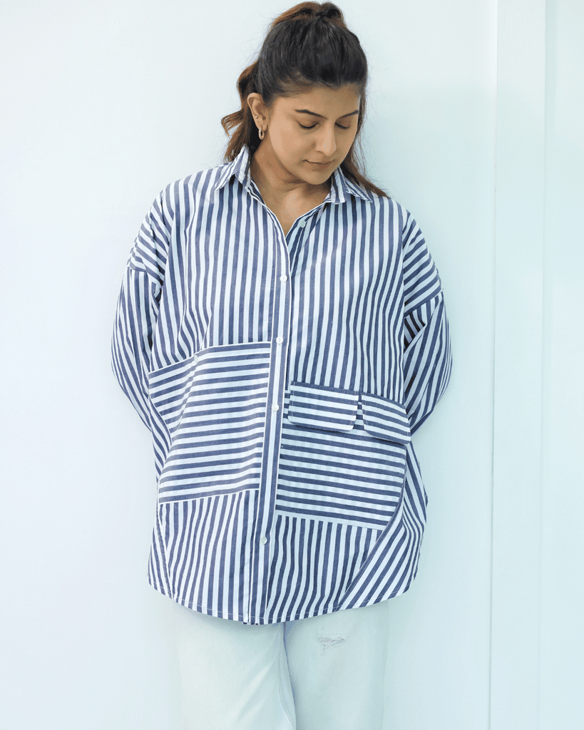 Striped Cotton Shirt | Oversized stripe womens shirt