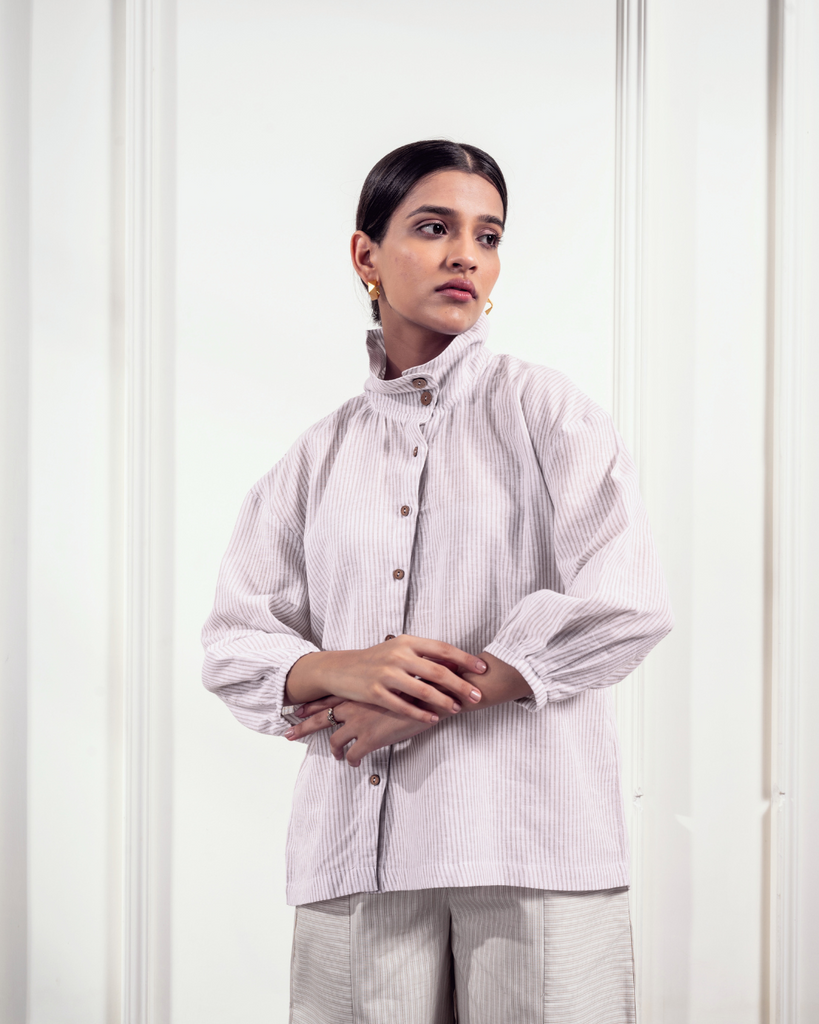 High neck Linen shirt | Linen shirts for women