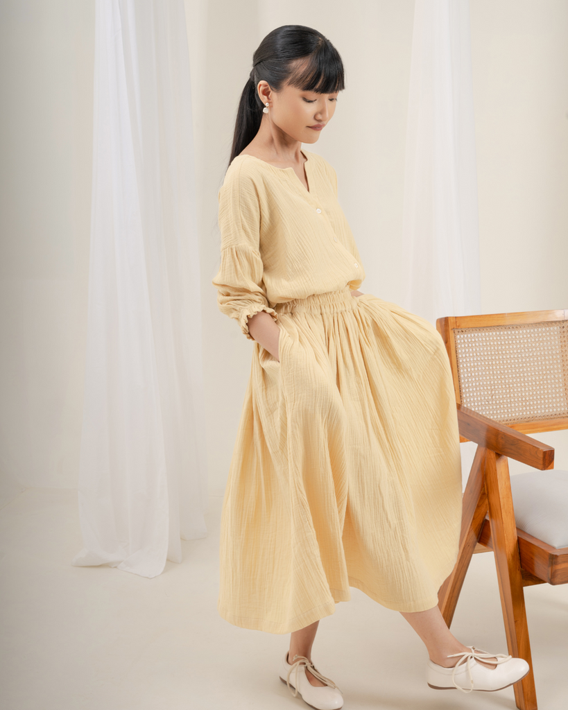 Organic Cotton Skirt | Wrinkle Cotton Skirt