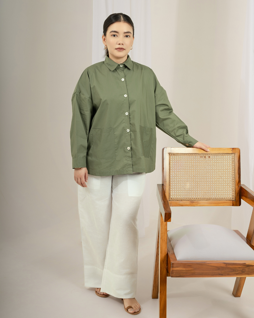 Green Cotton Shirt | Haimish Jiyu Shirt