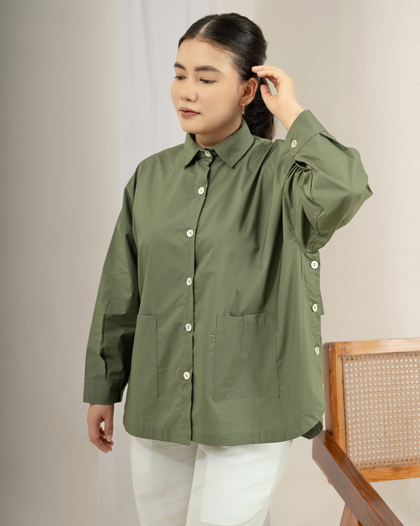 Oversized cotton shirts | Green cotton shirts