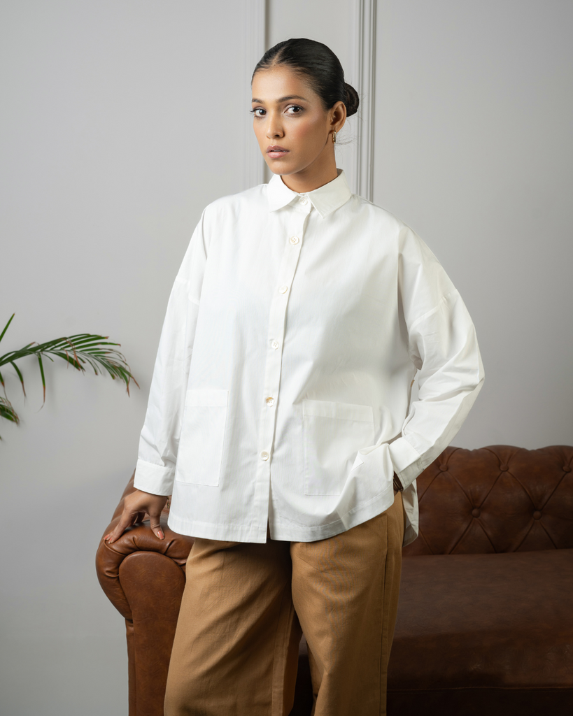 Cotton White Shirts | White oversized women's shirt