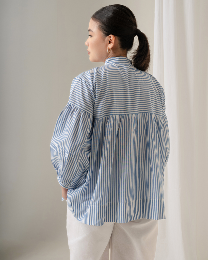 Blue Stripe Cotton Shirt | Cotton Shirts for women