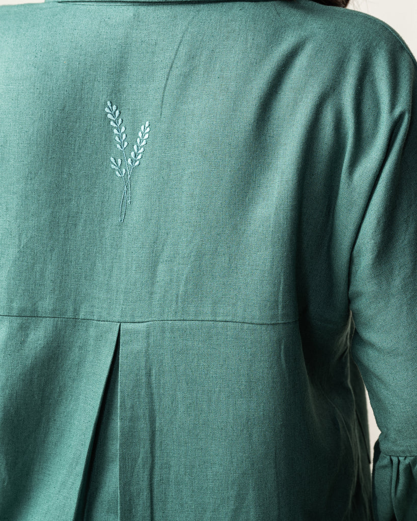 Green linen shirt for women | Green linen co ord sets 