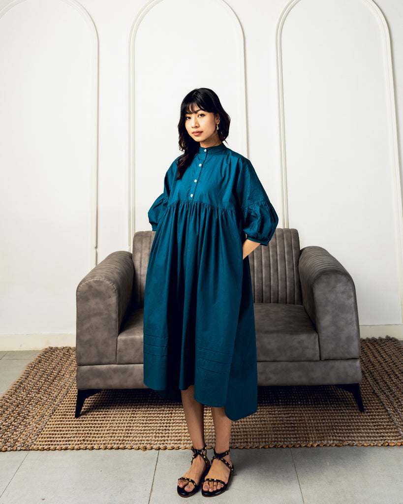 Blue Cotton Dress | Midi Cotton Dresses online