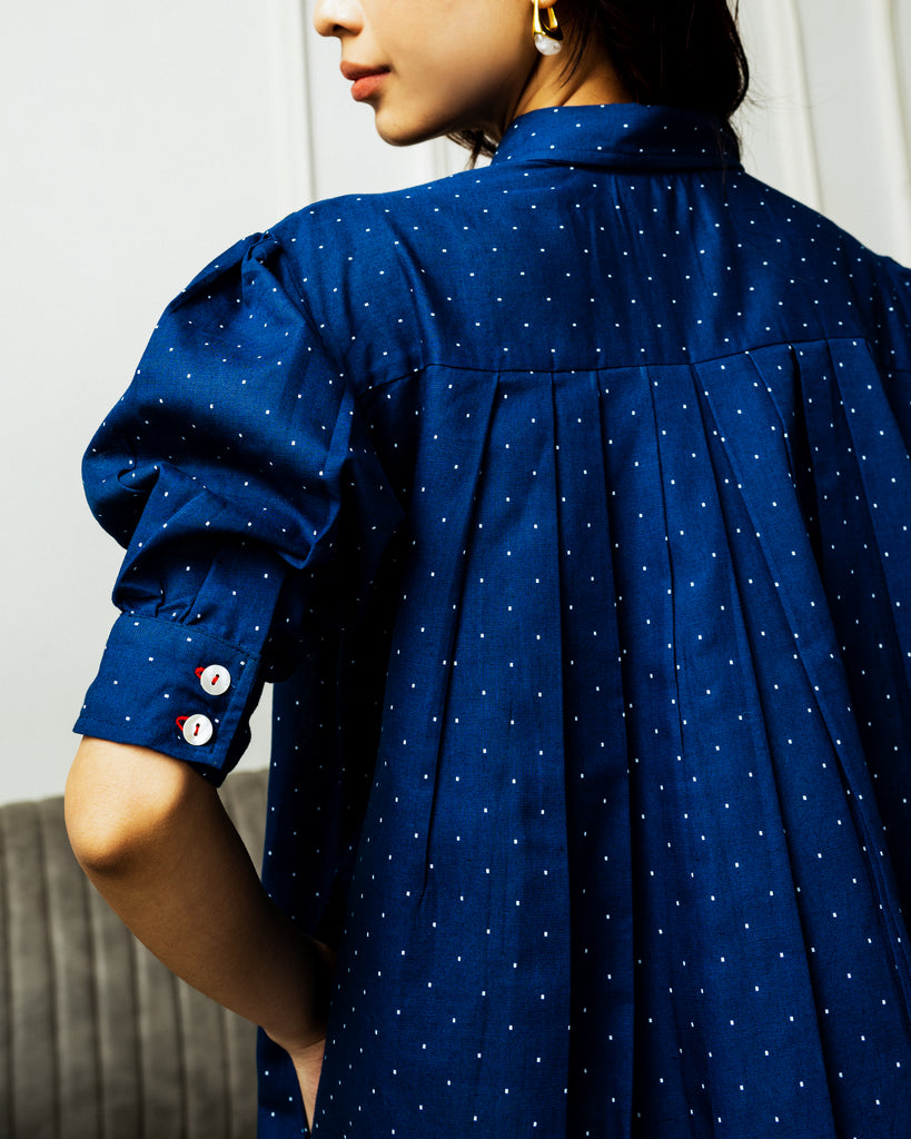 Japanese style Linen dresses India | Blue linen dress