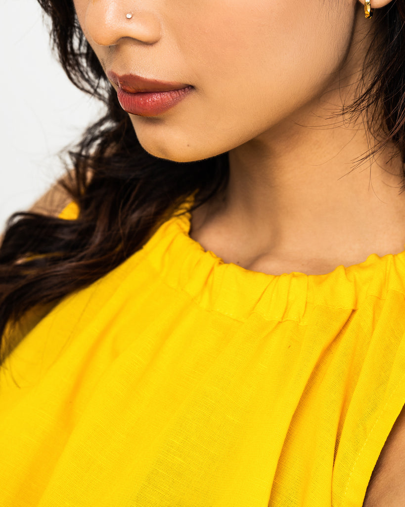 Yellow Linen top women | Sleeveless linen  tops